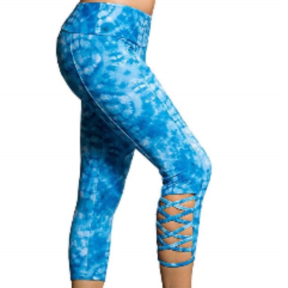Onzie Tie Dye Blue Weave Yoga Leggings